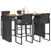 Set bar jardín sin cojines 5 pzas ratán sintético acacia negro