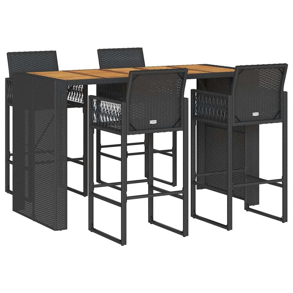 Set bar jardín sin cojines 5 pzas ratán sintético acacia