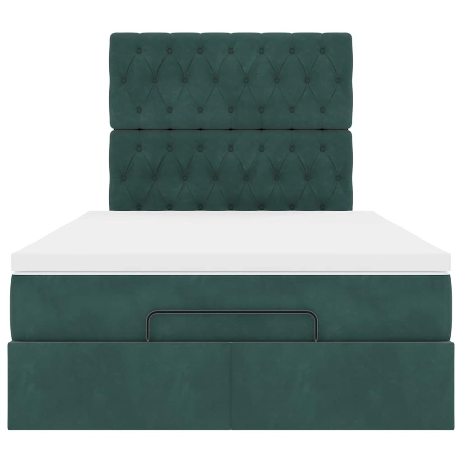 Estructura cama otomana colchones terciopelo verde