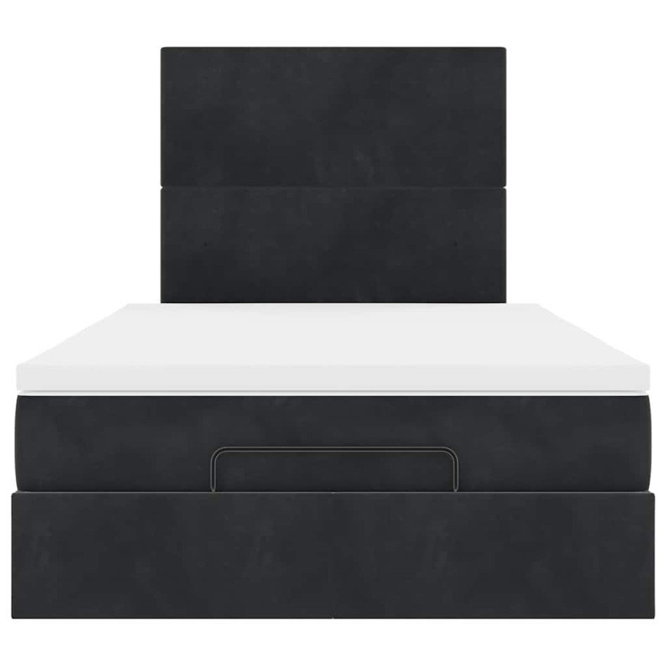 Estructura de cama otomana colchones terciopelo negro