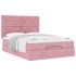 Estructura cama otomana con colchones terciopelo rosa