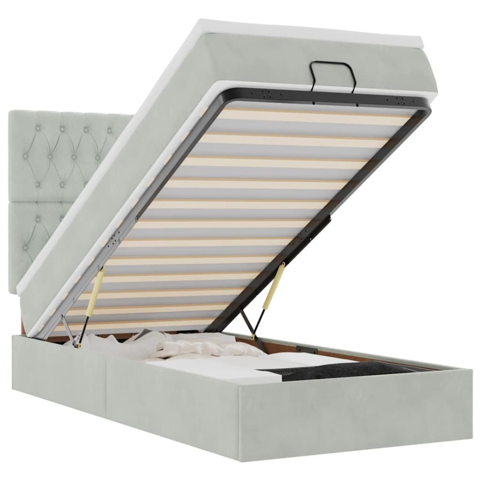 Estructura cama otomana colchones gris claro