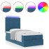 Estructura de cama otomana con colchones terciopelo azul