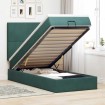 Estructura de cama otomana colchones terciopelo verde oscuro