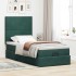 Estructura de cama otomana colchones terciopelo verde
