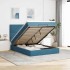 Estructura de cama otomana con colchones terciopelo azul