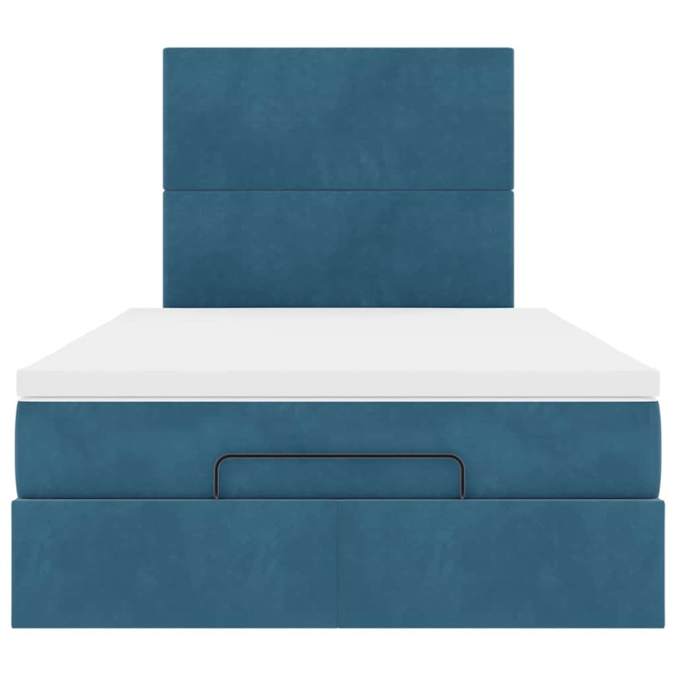 Estructura de cama otomana colchones terciopelo azul
