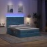 Estructura de cama otomana con colchones terciopelo azul