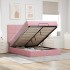 Estructura cama otomana colchones terciopelo rosa