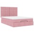 Estructura cama otomana colchones terciopelo rosa