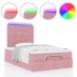 Estructura de cama otomana colchones terciopelo rosa