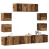 Conjunto de mueble de TV 7 piezas montado la pared madera