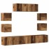Conjunto de mueble de TV 7 piezas montado la pared madera
