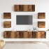 Conjunto de mueble de TV 7 piezas montado la pared madera
