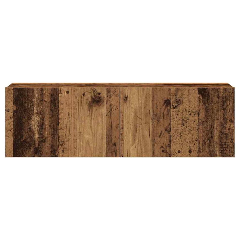 Conjunto de mueble de TV 7 piezas montado la pared madera