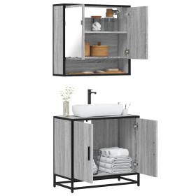Set de muebles de baño 2 pzas madera contrachapada gris
