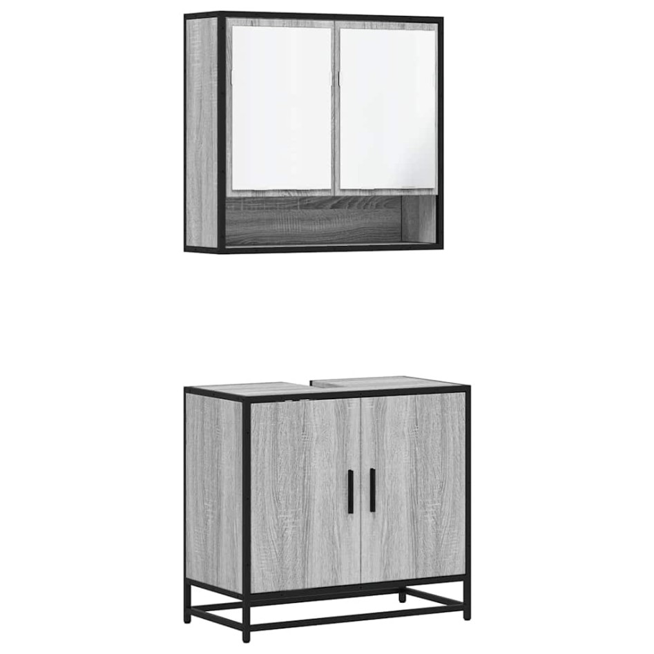 Set de muebles de baño 2 pzas madera contrachapada gris