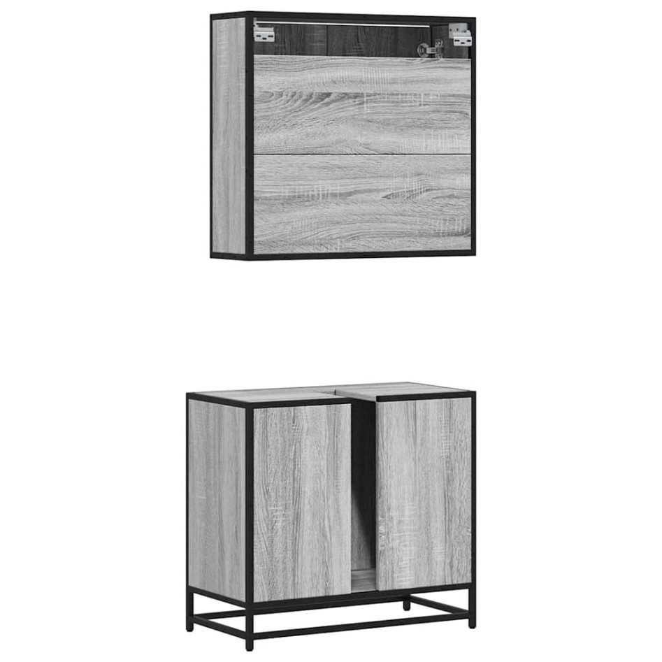 Set de muebles de baño 2 pzas madera contrachapada gris
