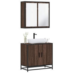 Set de muebles baño 2 pzas madera contrachapada marrón