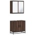 Set de muebles baño 2 pzas madera contrachapada marrón
