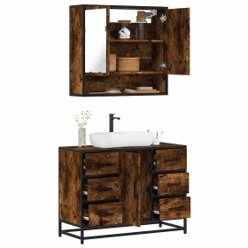 Set de muebles baño 2 pzas madera contrachapada roble