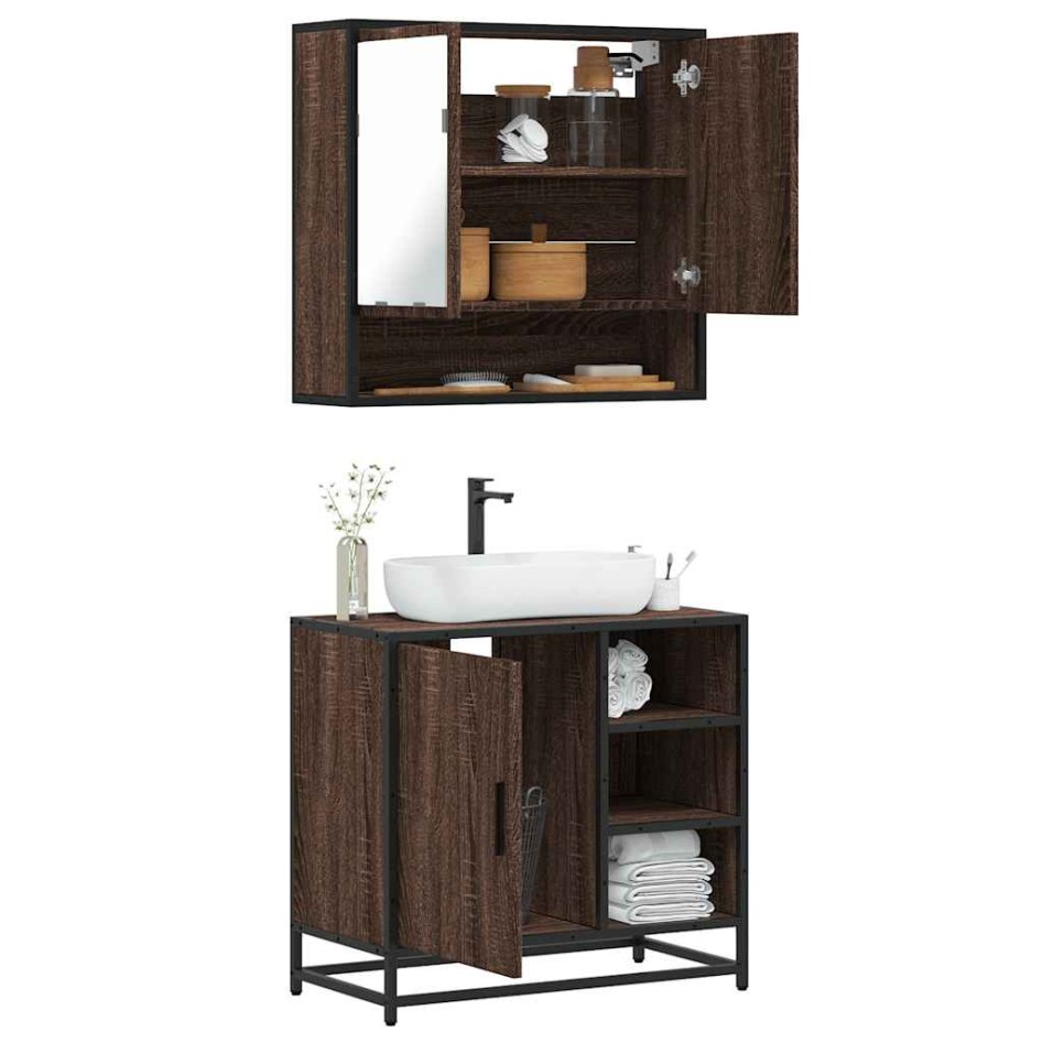 Set de muebles baño 2 pzas madera contrachapada marrón