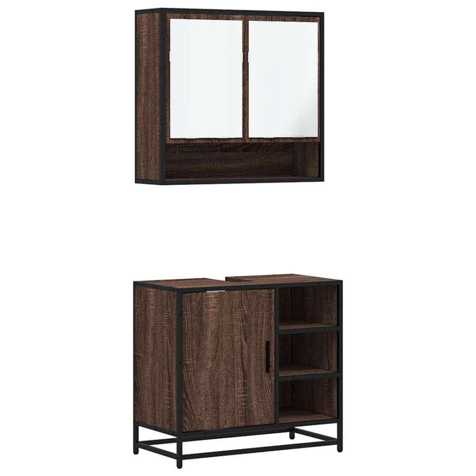 Set de muebles baño 2 pzas madera contrachapada marrón