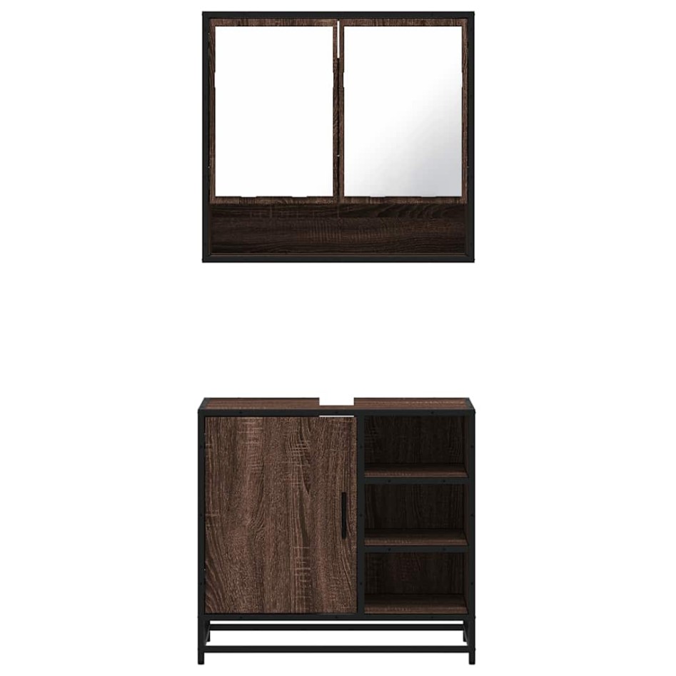 Set de muebles baño 2 pzas madera contrachapada marrón