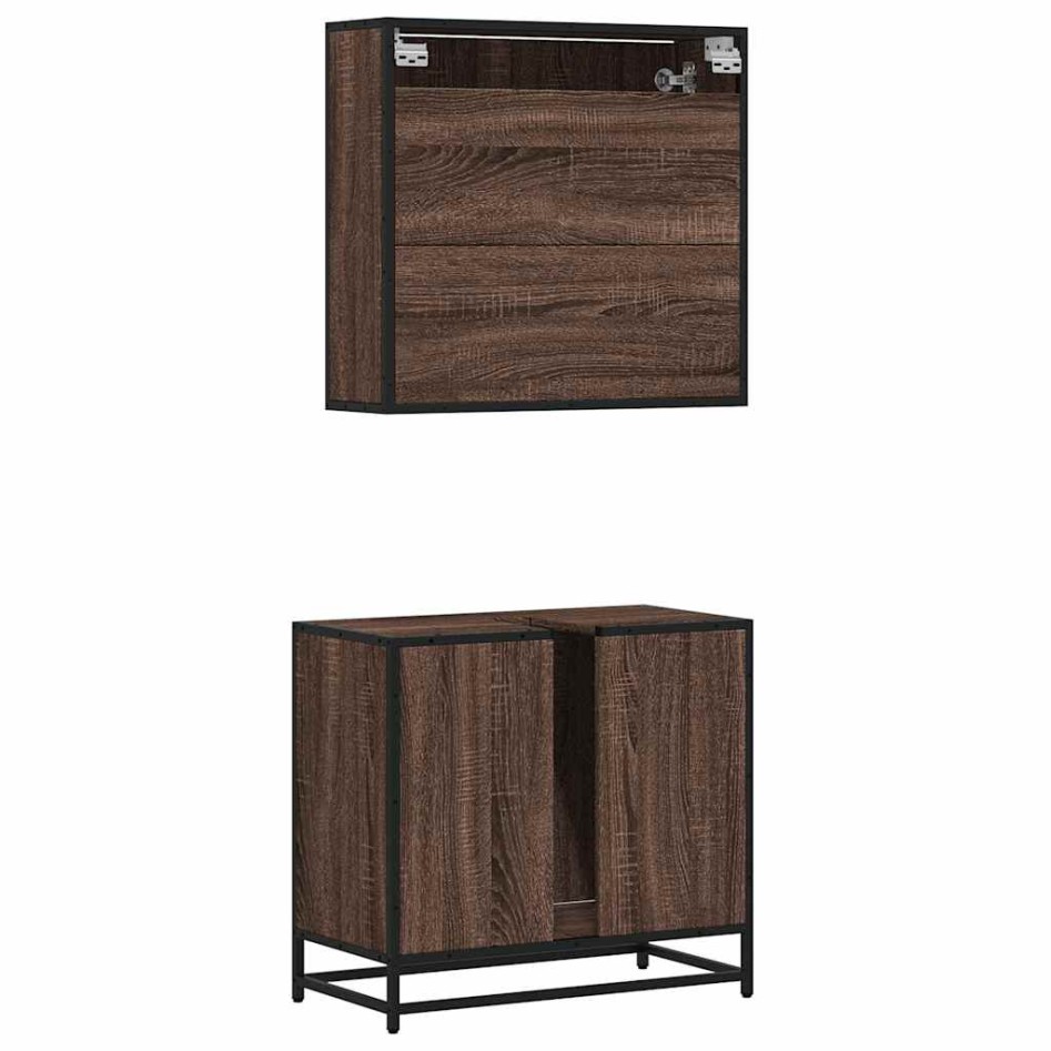Set de muebles baño 2 pzas madera contrachapada marrón
