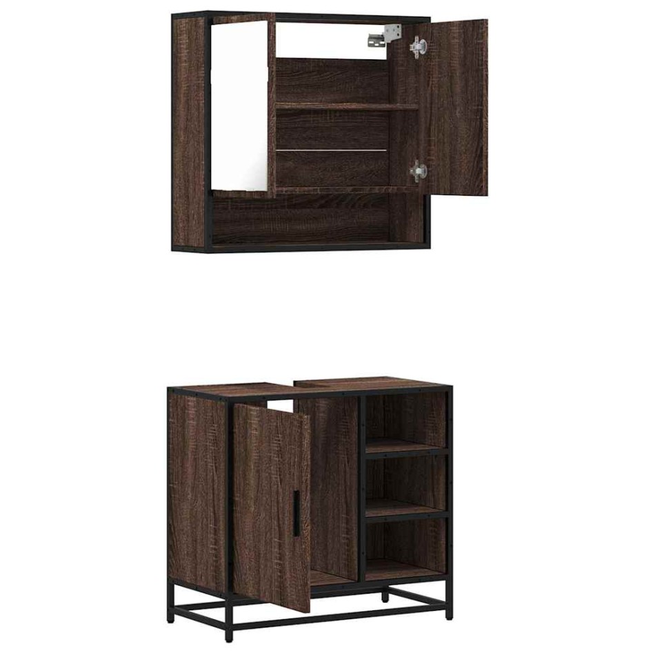 Set de muebles baño 2 pzas madera contrachapada marrón