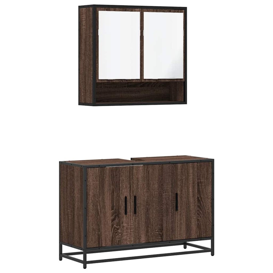 Set de muebles baño 2 pzas madera contrachapada marrón