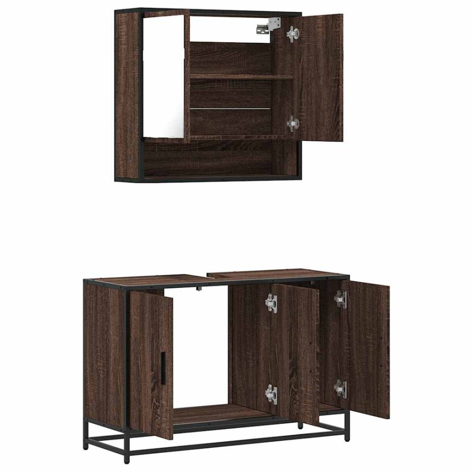 Set de muebles baño 2 pzas madera contrachapada marrón