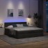 Estructura de cama otomana con colchón tela negra 160x200