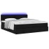 Estructura de cama otomana con colchón tela negra 160x200