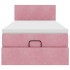 Estructura de cama otomana colchón terciopelo rosa
