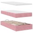 Estructura de cama otomana colchón terciopelo rosa