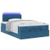 Estructura de cama otomana colchón terciopelo azul