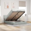 Estructura cama otomana colchón terciopelo gris claro 140x190cm
