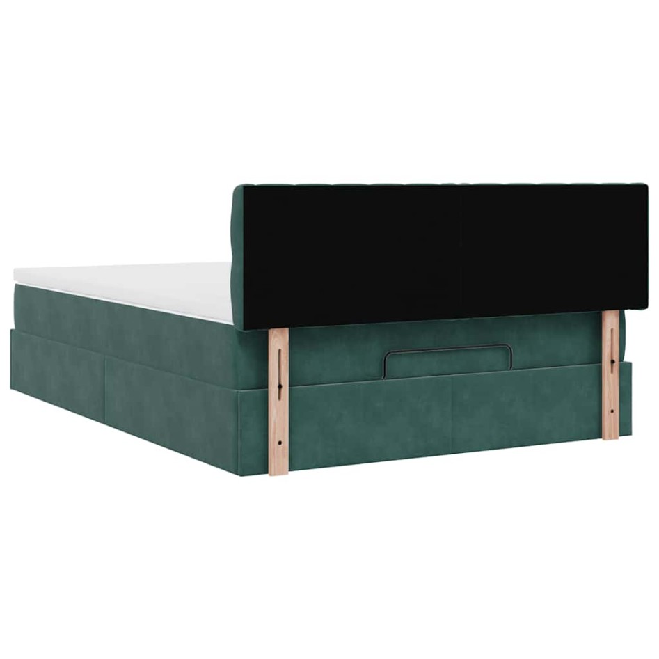 Estructura de cama otomana con colchón verde oscuro 140x200