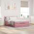 Estructura cama otomana colchón terciopelo rosa