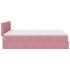 Estructura cama otomana colchón terciopelo rosa