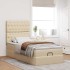 Cama otomana con colchón de tela color crema 100x200
