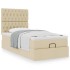 Cama otomana con colchón de tela color crema 100x200