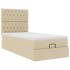 Cama otomana con colchón de tela color crema 100x200