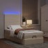 Estructura de cama otomana con colchón tela crema
