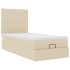 Estructura de cama otomana con colchón tela crema