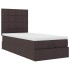 Cama otomana con colchón y LED tela marrón oscuro 90x200