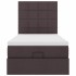 Cama otomana con colchón y LED tela marrón oscuro 90x200