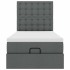 Cama otomana con colchón y LED tela gris oscuro 90x200