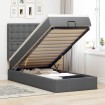 Estructura cama otomana colchón tela gris oscuro
